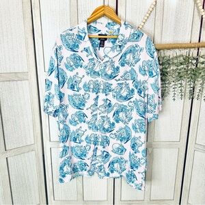 SpongeBob x H&M Button Shirt Pink Blue Gary Relaxed Fit Resort Shirt Men’s XL
